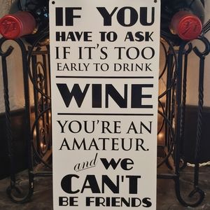 Metal Wall Art Wine Quote Sign Kitchen Decor Patio Decor